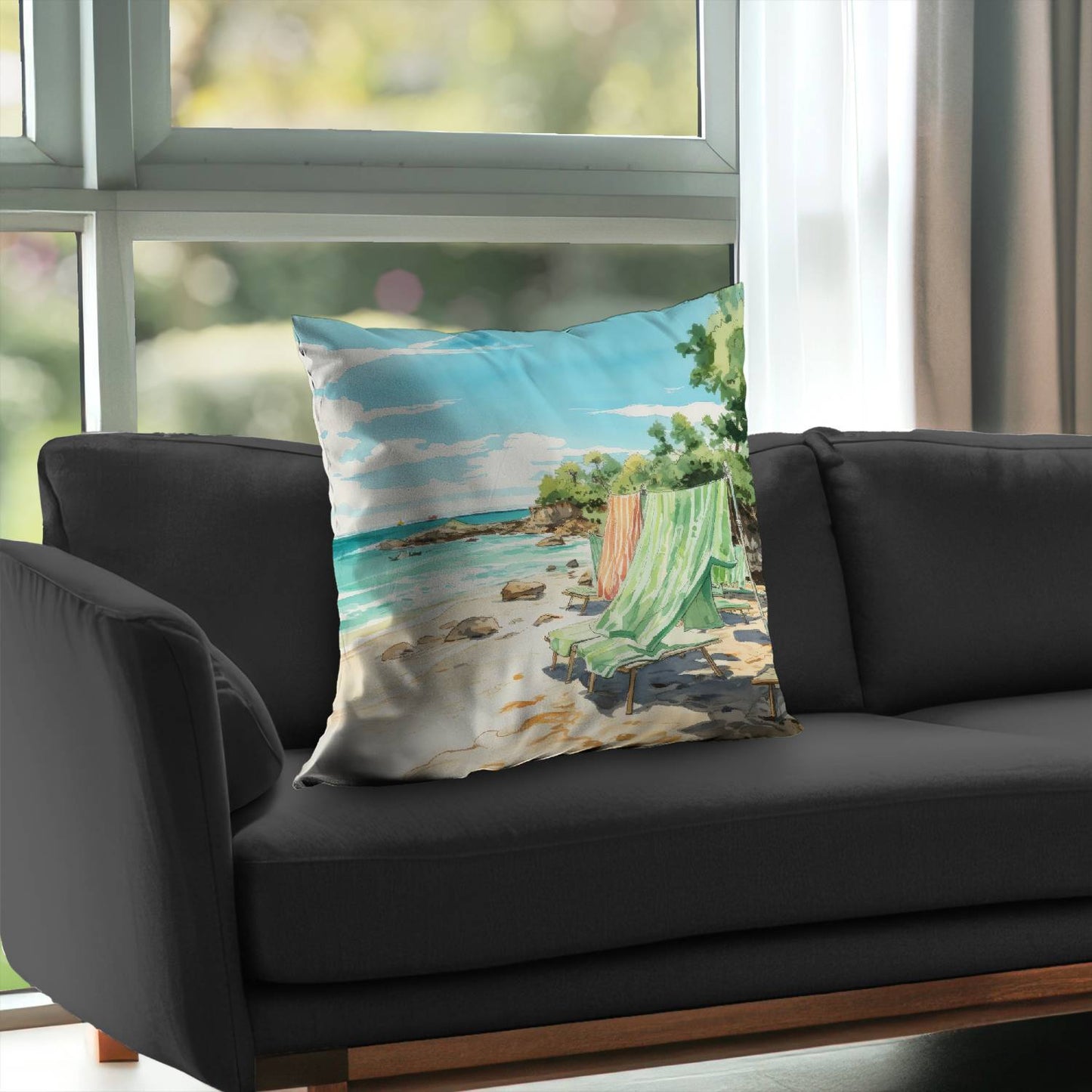 Beach Calm Poly Twill Throw Pillow - Home Decor Accent