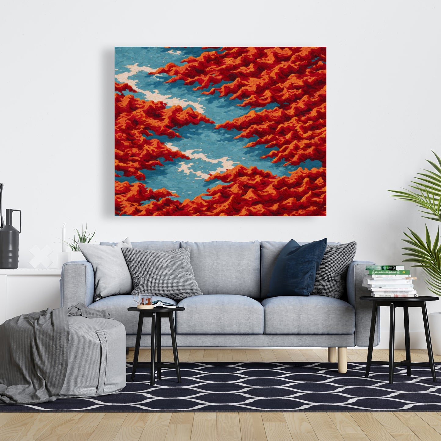 Red Mounds - White Canvas Home Decor for Stylish Interiors