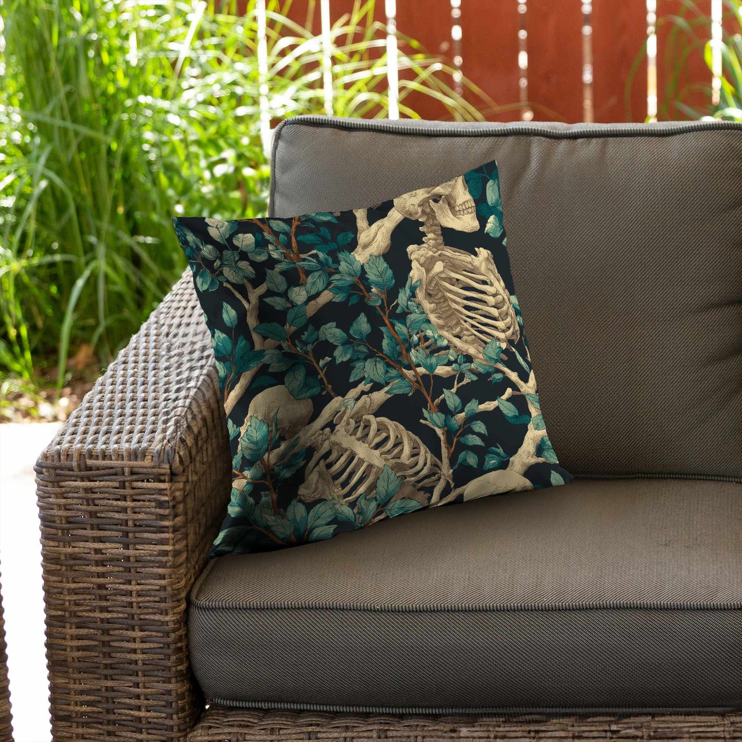 Sticks and Skulls Poly Twill Throw Pillow - Home Decor