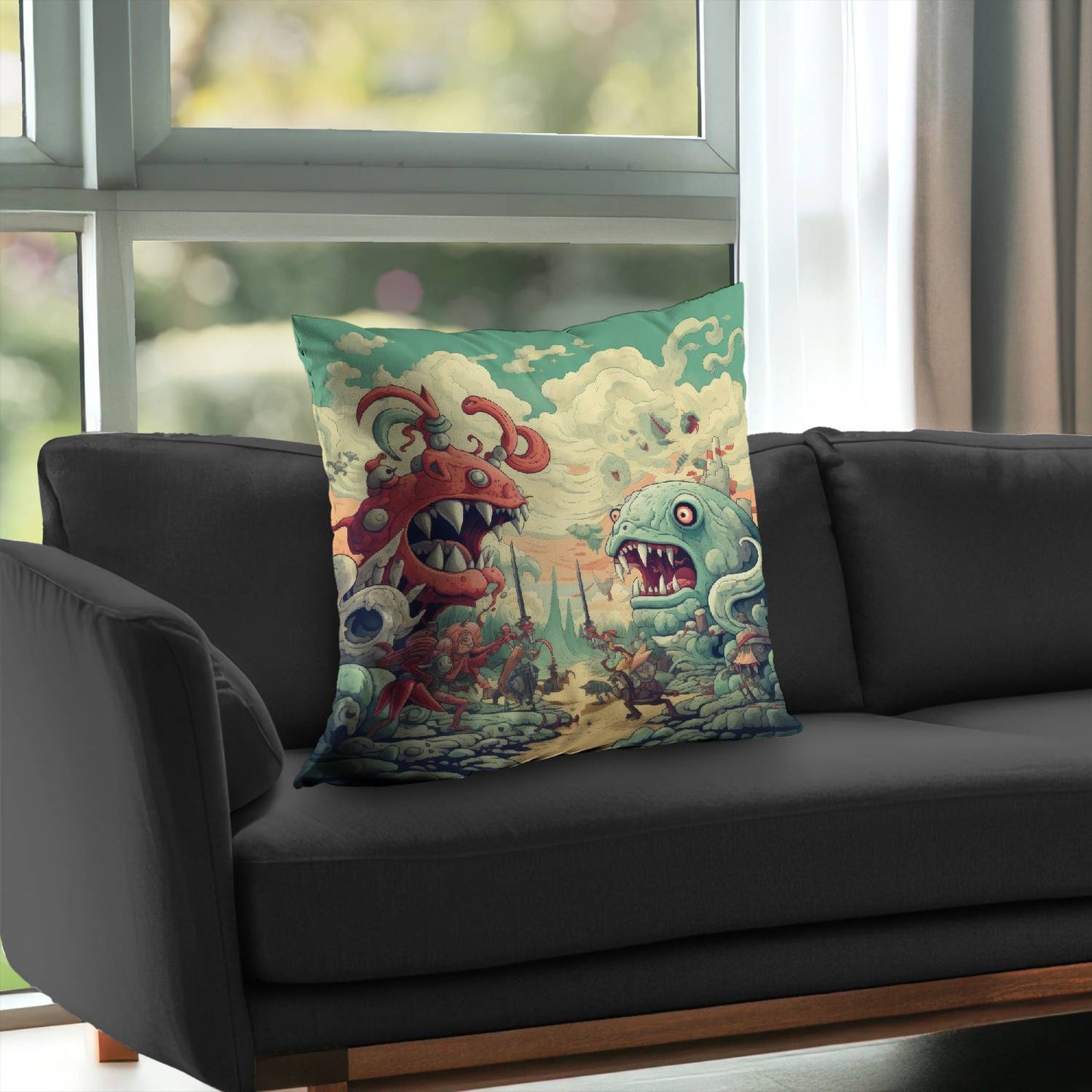 Two titans - Throw pillow - Print on demand