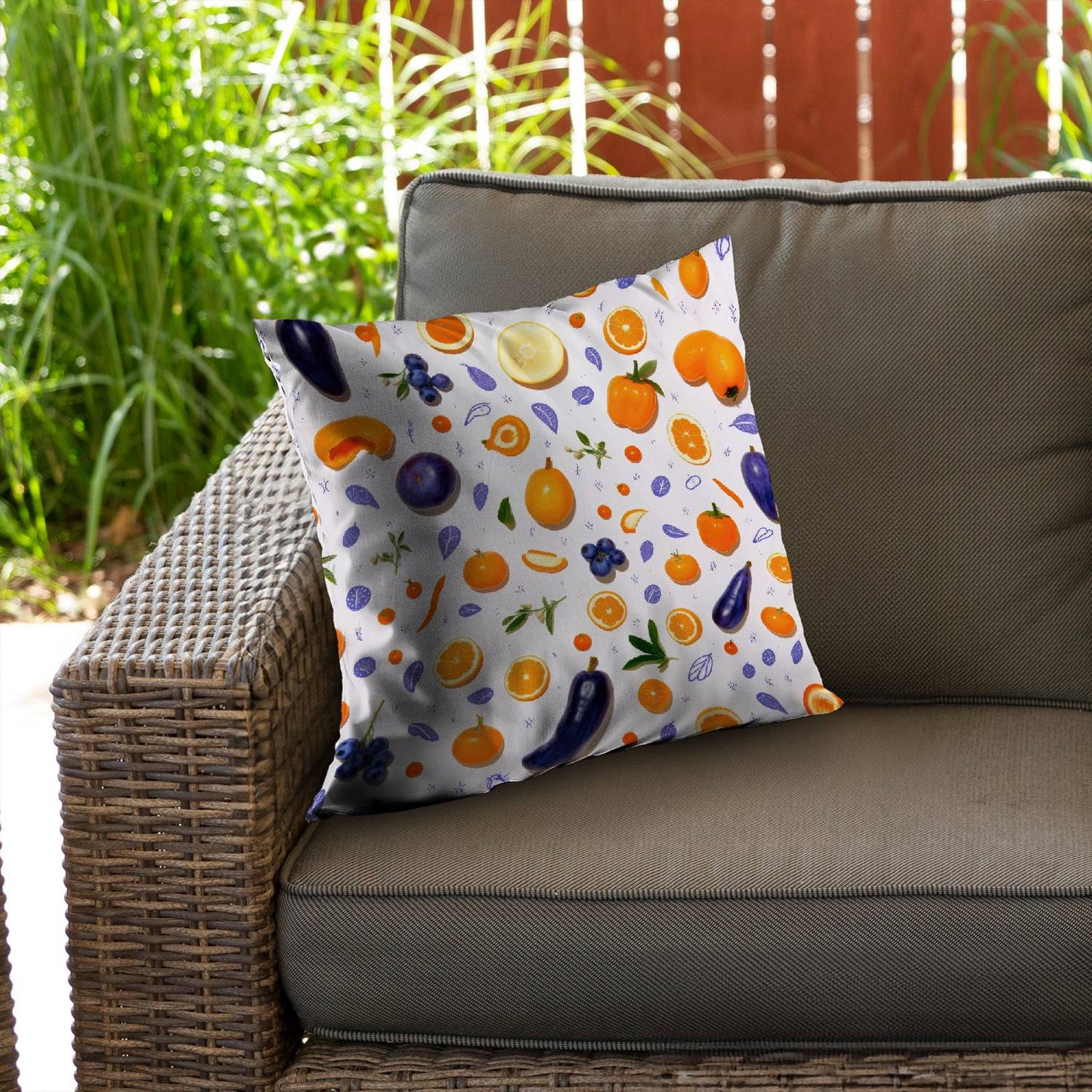 Orange and purple - Throw pillow - Print on demand