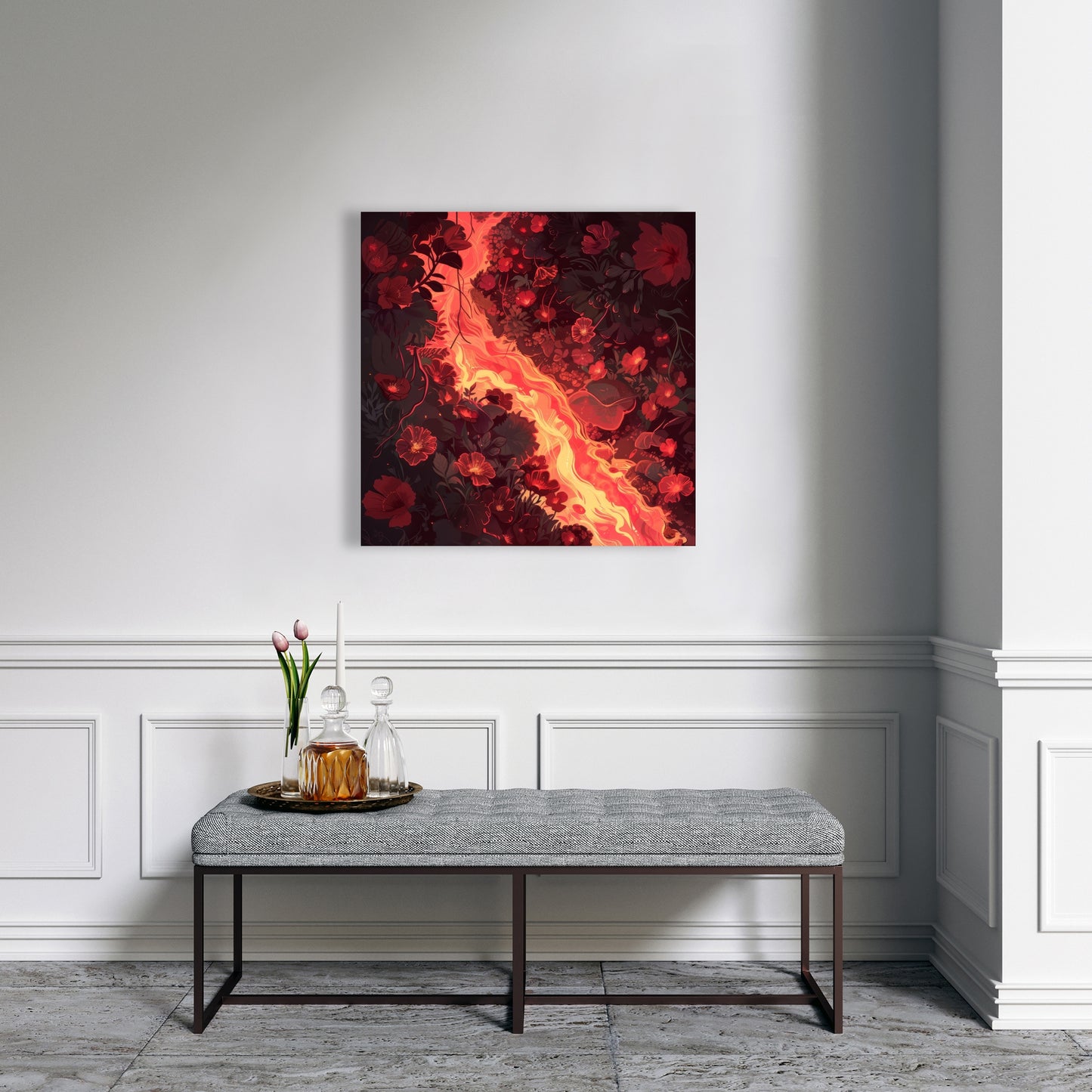 Seering Flowerbed - Black Canvas Decor Art | Stylish Design