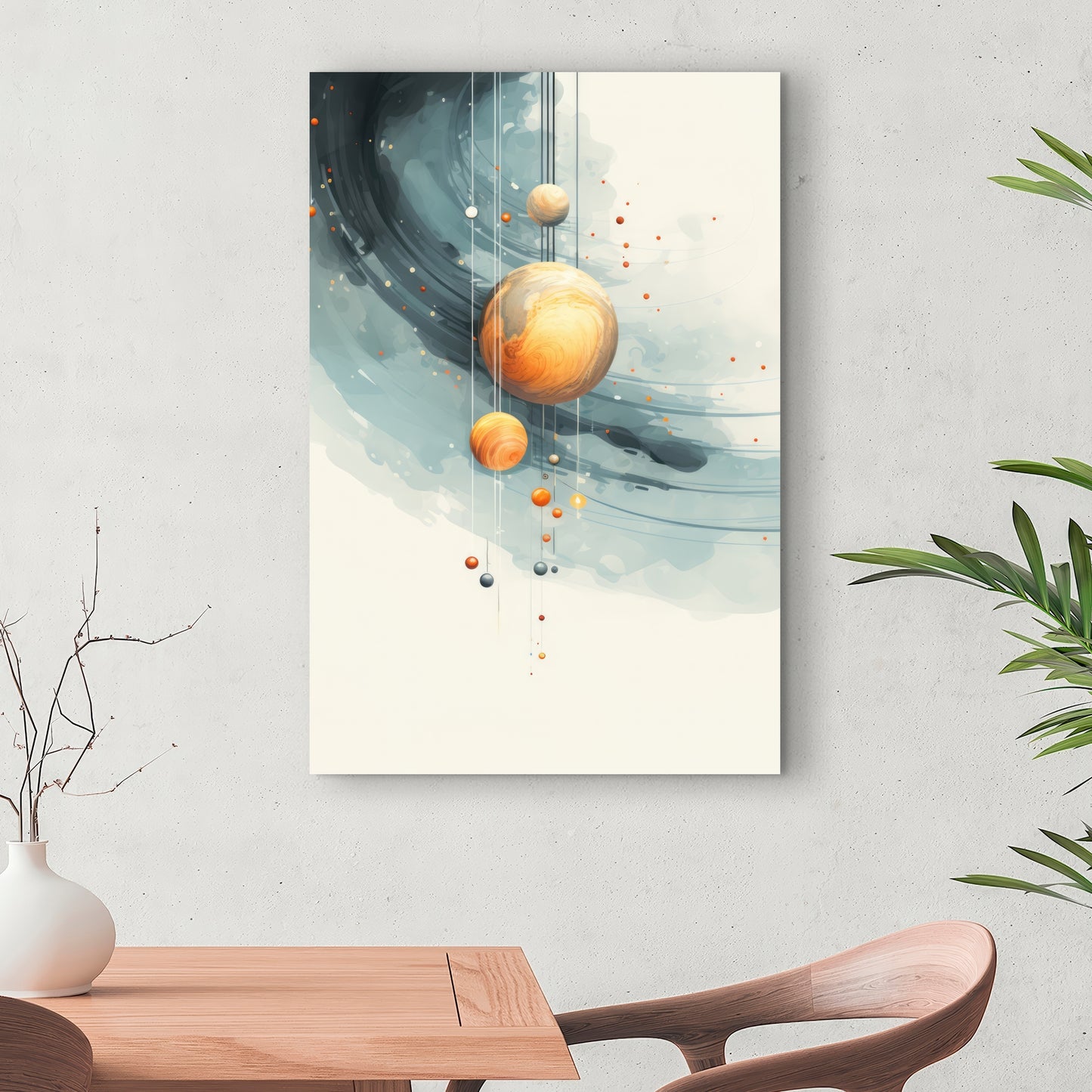 Hanging Planets - Blue Canvas Art for Home Decor | Unique Wall Art