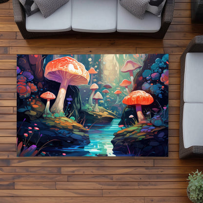 Whimsical Forest - Blue Outdoor Area Rug for Home Decor