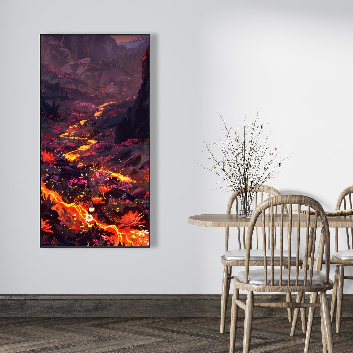 Bloom and eruption - Framed Canvas - Print on demand