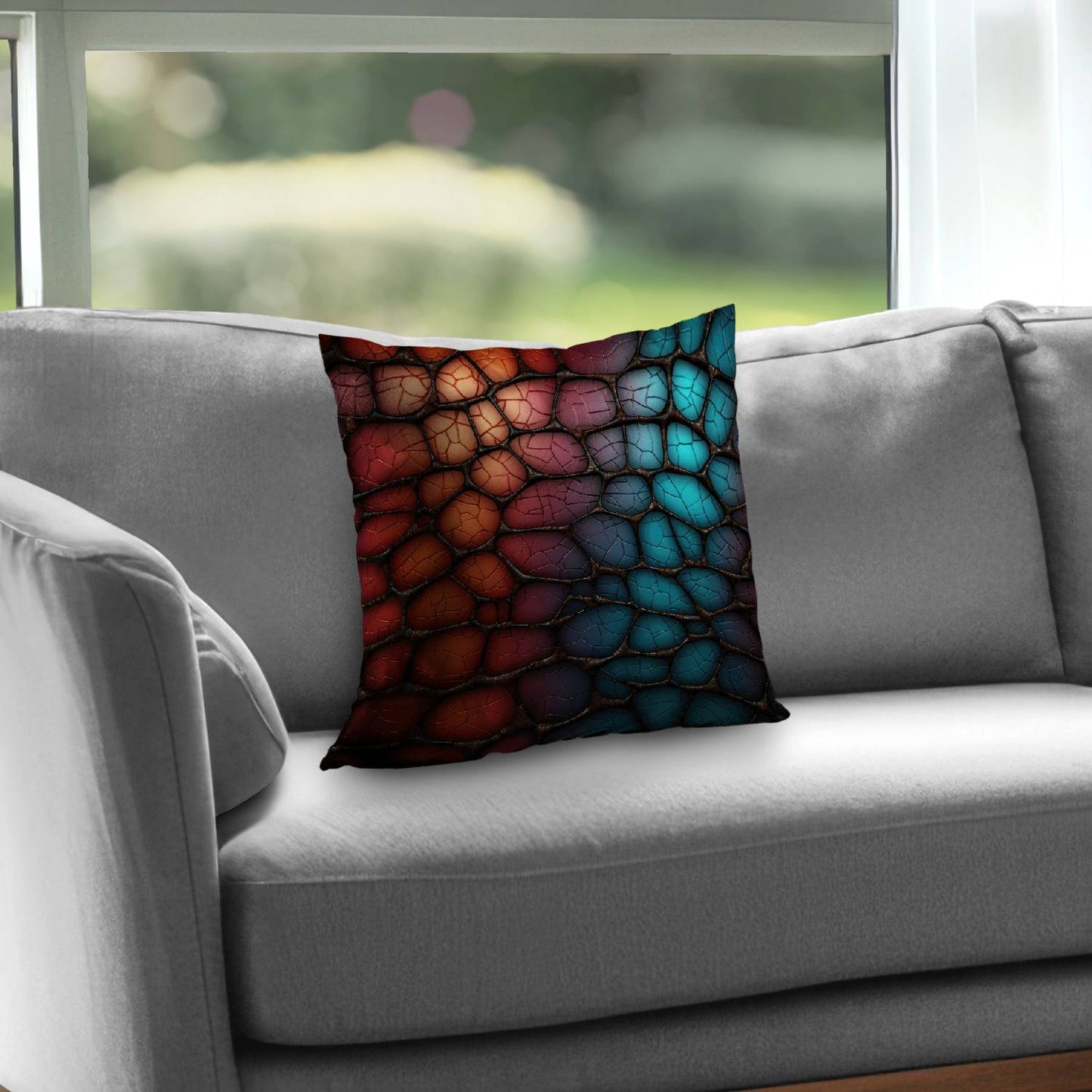 Oily leather - Throw pillow - Print on demand