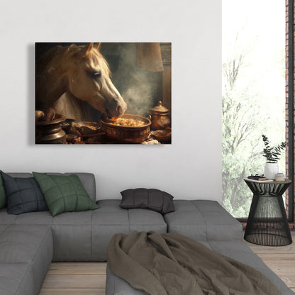 Horse on soup - 24"x24" Canvas