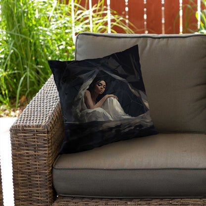 Coussin décoratif en sergé de polyester à l'aspect cocon pour une décoration intérieure élégante
