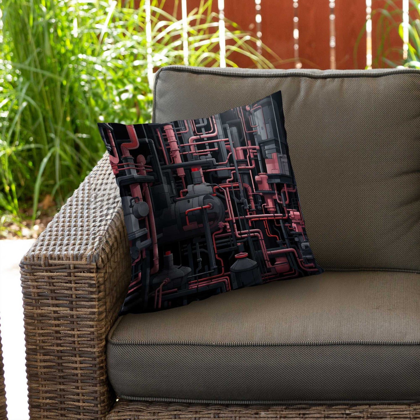 Dark pipes Gray poly twill throw pillow insert for home