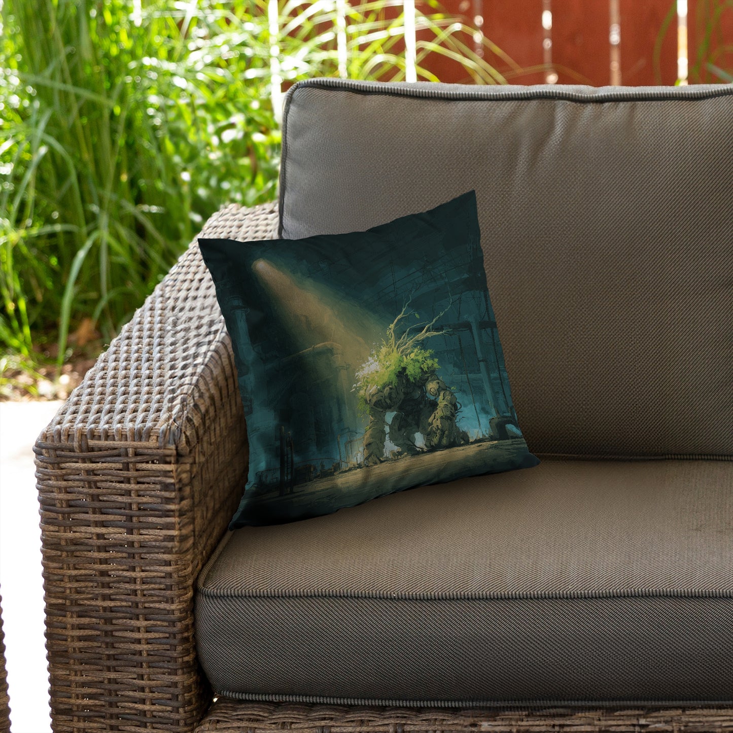 Coussin décoratif Golem en sergé turquoise | Garniture décorative