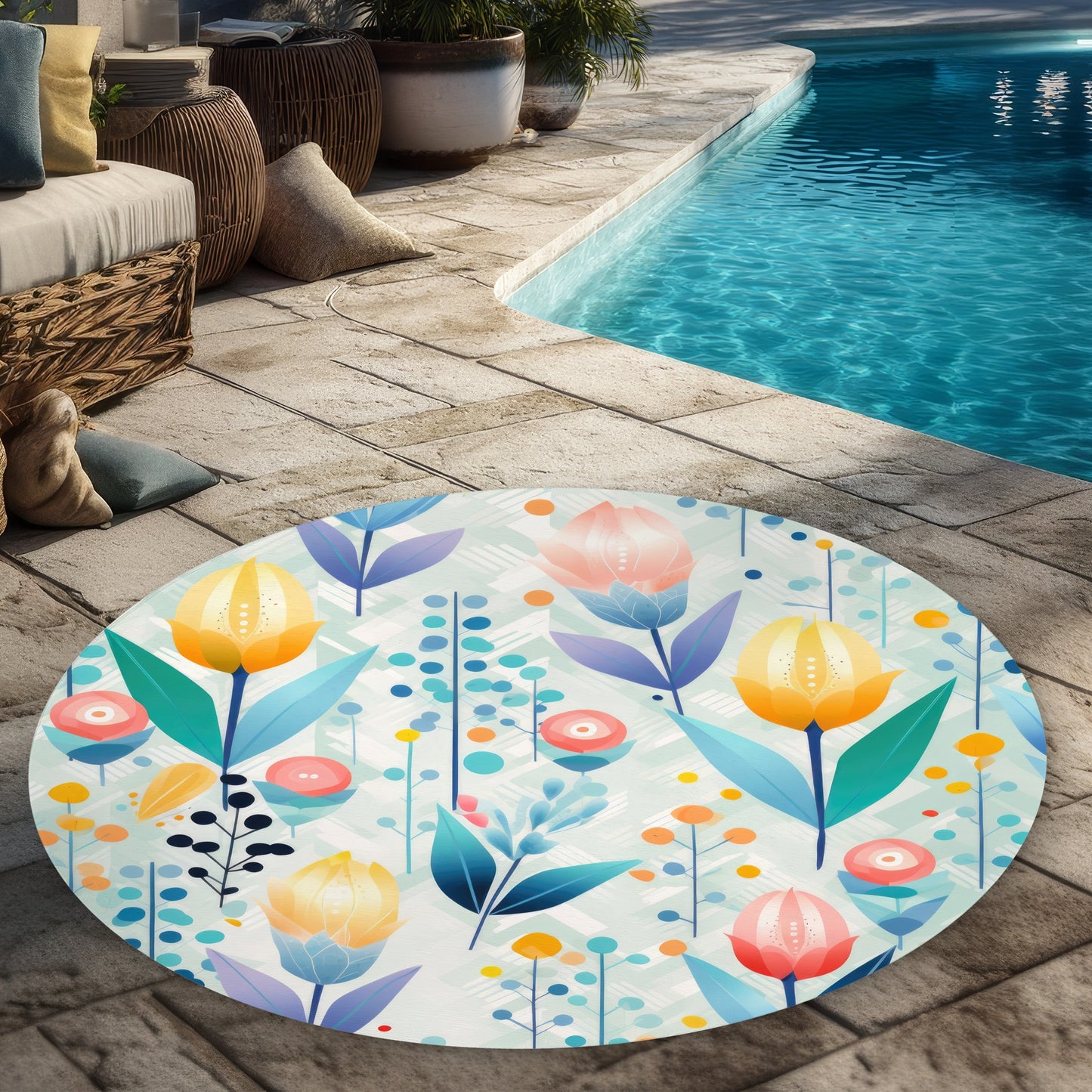 Tapis d'extérieur rond aux senteurs apaisantes | L'essentiel de la décoration intérieure
