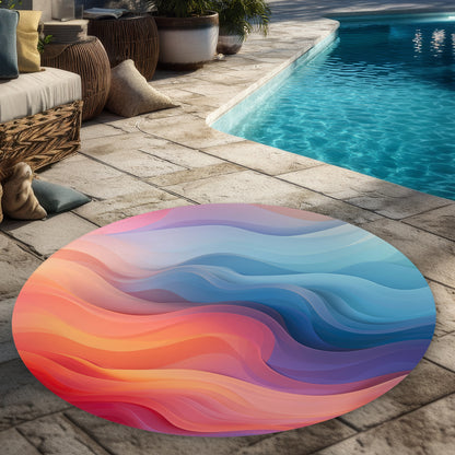 Sweet dreams Blue Round Outdoor Area Rug for Home Decor