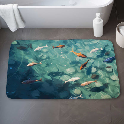 Tapis de bain Caustic Fish | Tapis élégant pour la décoration intérieure, antidérapant