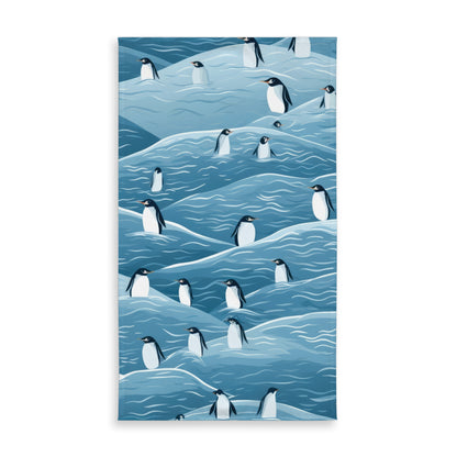 Penguins Wandering Blue Indoor Outdoor Tablecloth | Home Decor