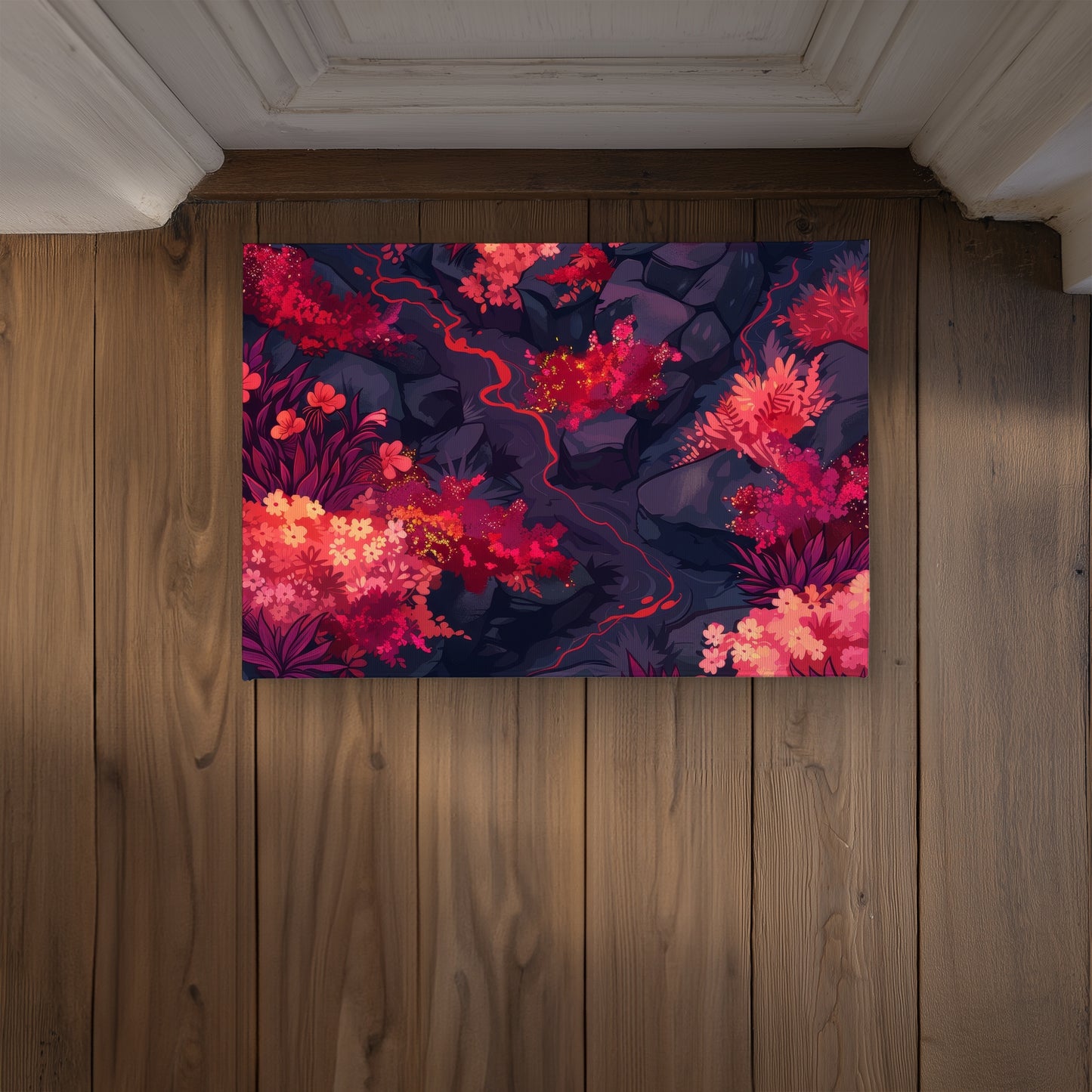 Burning Plants Black Indoor Outdoor Door Mat | Home Decor
