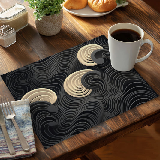 Layers Black Polyester Placemat | Elegant Home Decor Accent