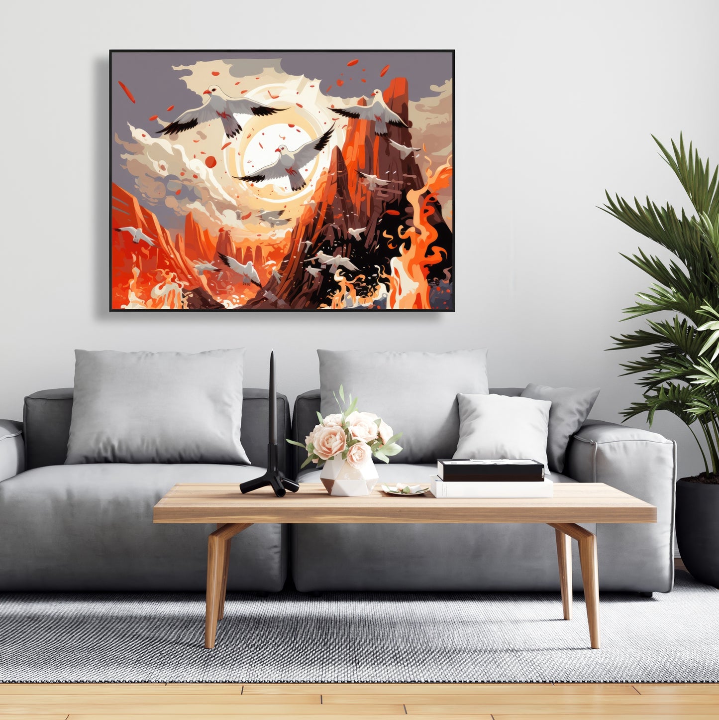 The Escape - Blue Framed Canvas Home Decor Art Piece