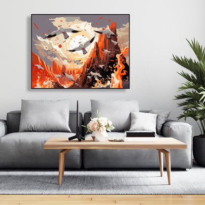 The Escape - Blue Framed Canvas Home Decor Art Piece