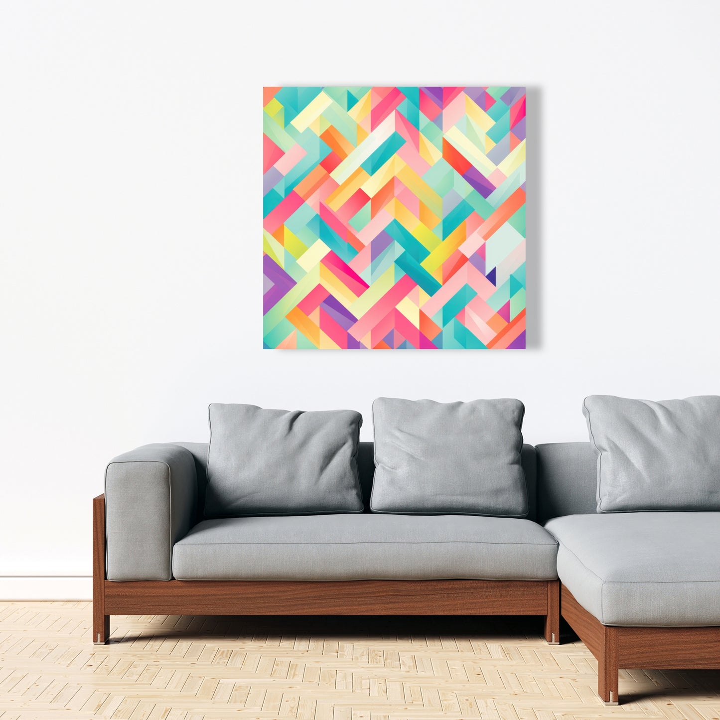 Stripe Harmony - Turquoise Canvas Wall Art for Home Decor