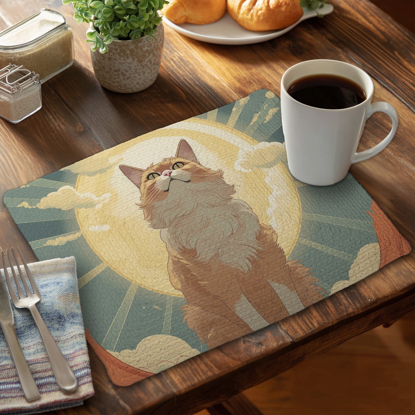 Moewing Above - Braided Polyester Placemat for Home Decor