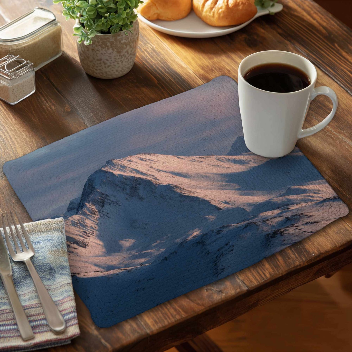 Icy Peaks - Braided Polyester Placemat for Home Decor