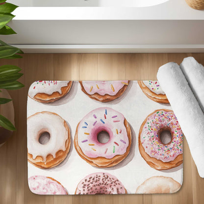 Donuts White Bath Mat - Cozy Home Decor for Bathrooms