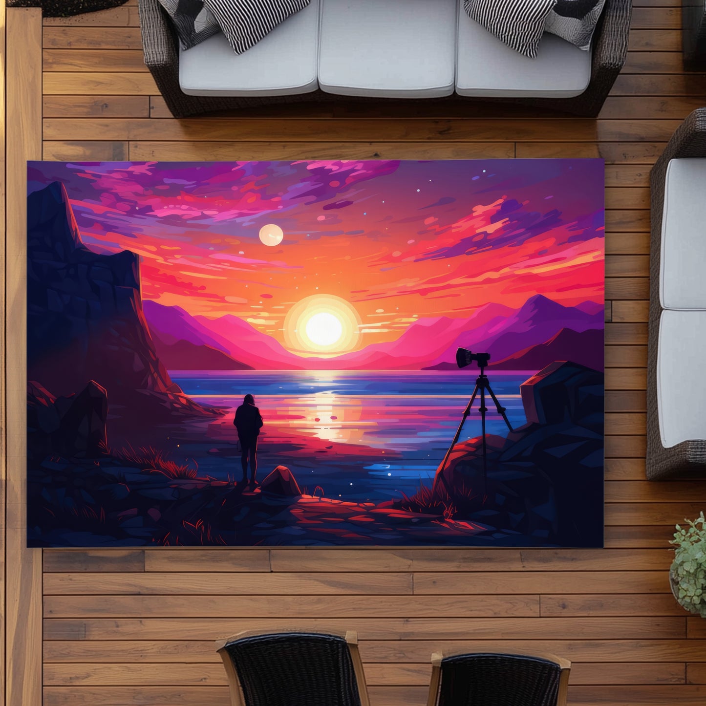 Solitude Blue Outdoor Area Rug for Home Decor - Stylish Comfort