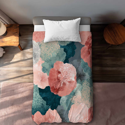 Housse de couette Fleurs de corail murmurantes - Décoration intérieure élégante