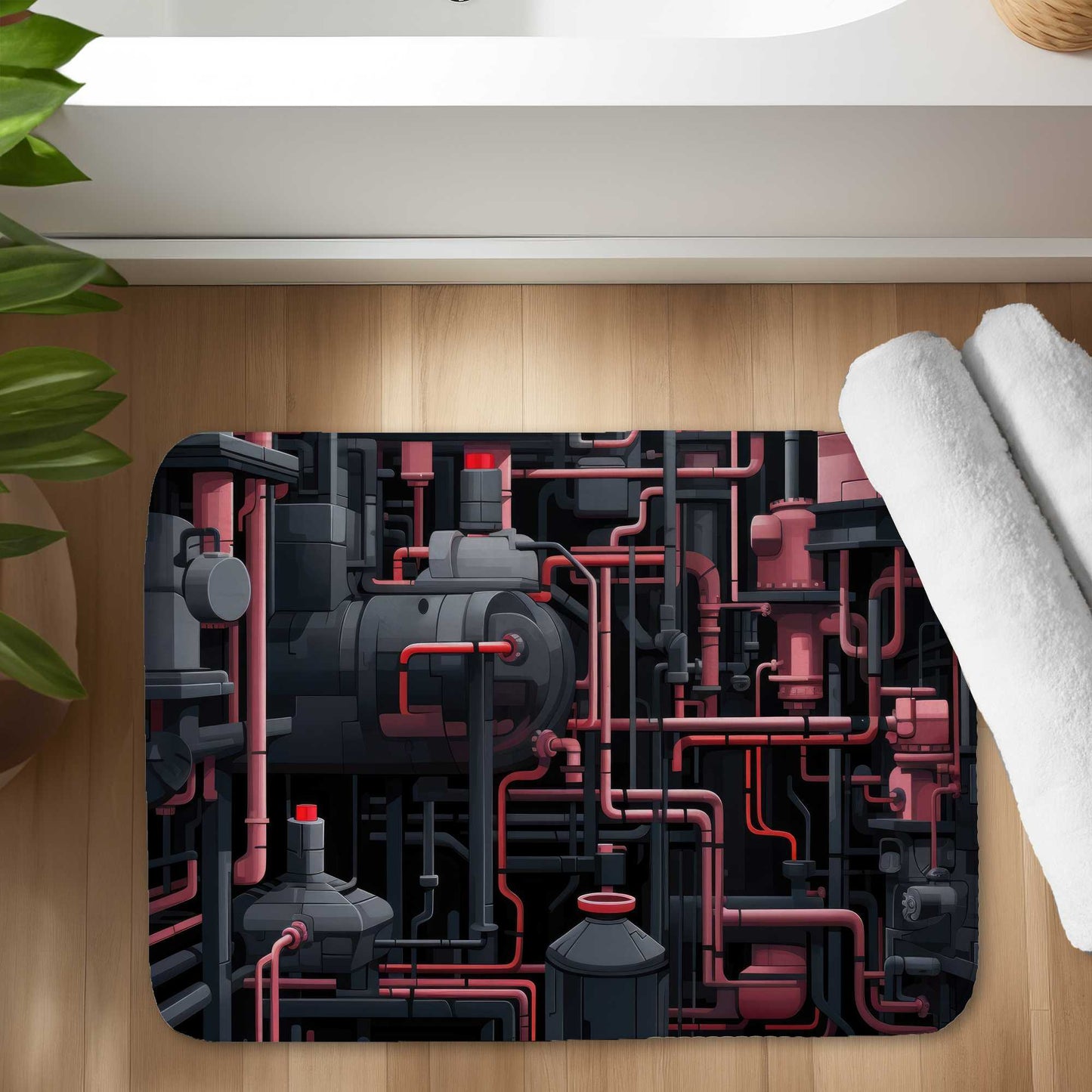 Dark Pipes Gray Bath Mat - Stylish Home Decor for Bathrooms