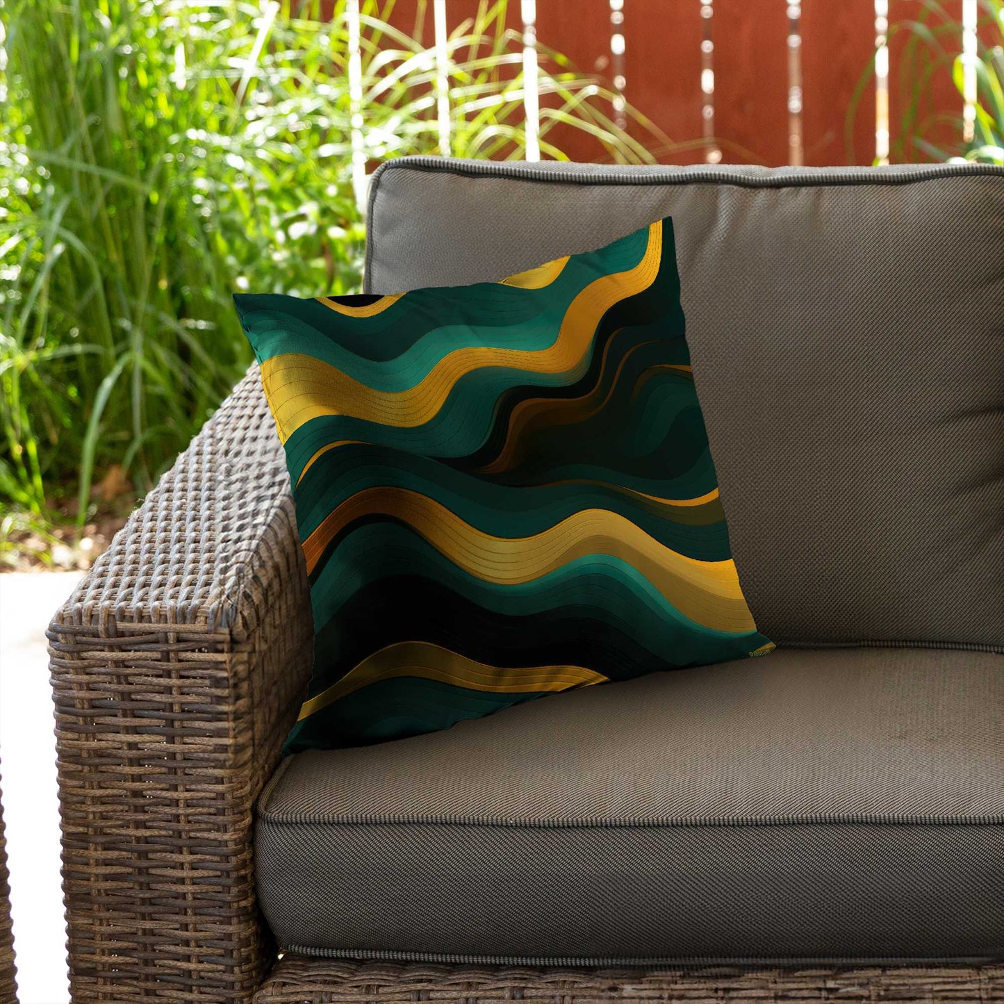 Golden Harmony Poly Twill Throw Pillow | Home Decor Accent