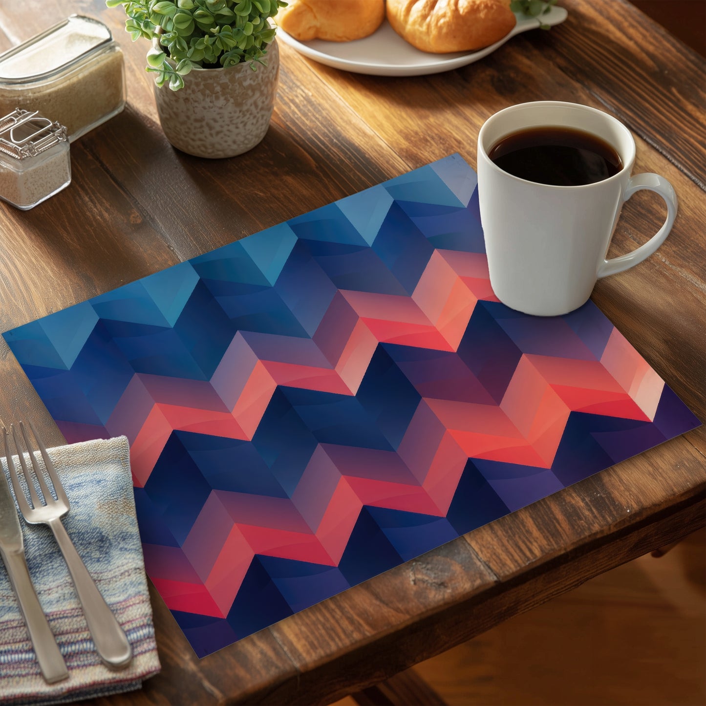 Napperon en polyester motif vagues de chaleur | Un ajout élégant à votre décoration intérieure