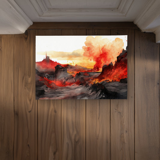 Minimalist Flow Red Indoor Outdoor Door Mat | Home Decor