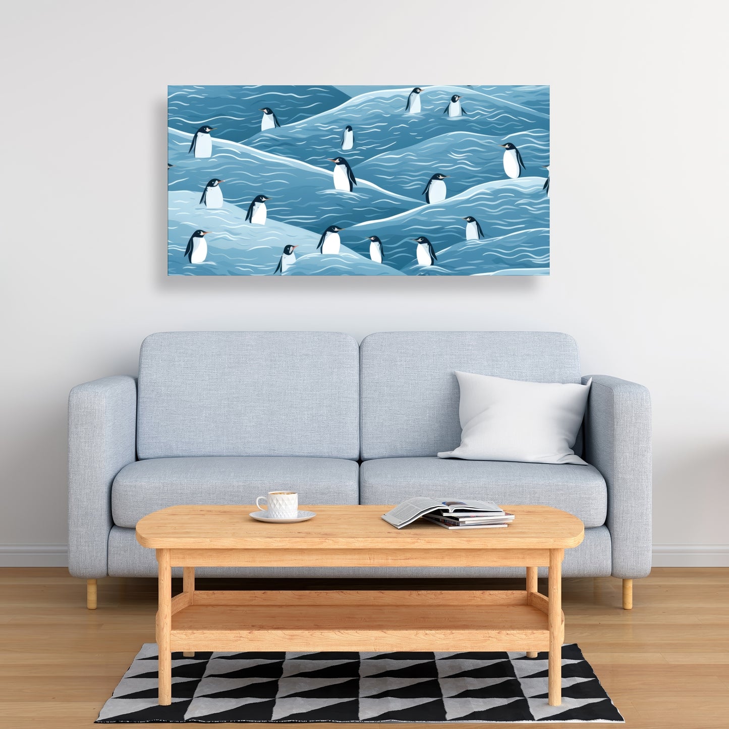 Penguins Wandering - Black Canvas Art for Home Decor