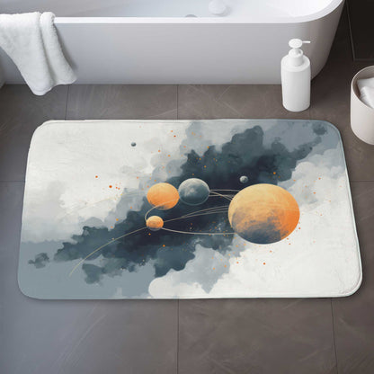 Circle of planets Gray bath mat - Stylish home decor accent