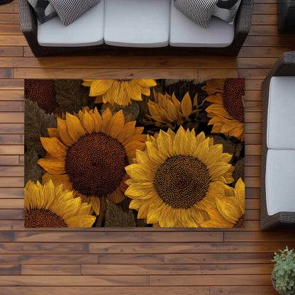 Tapis d'extérieur Golden Glow Blooms | Tapis de décoration élégant