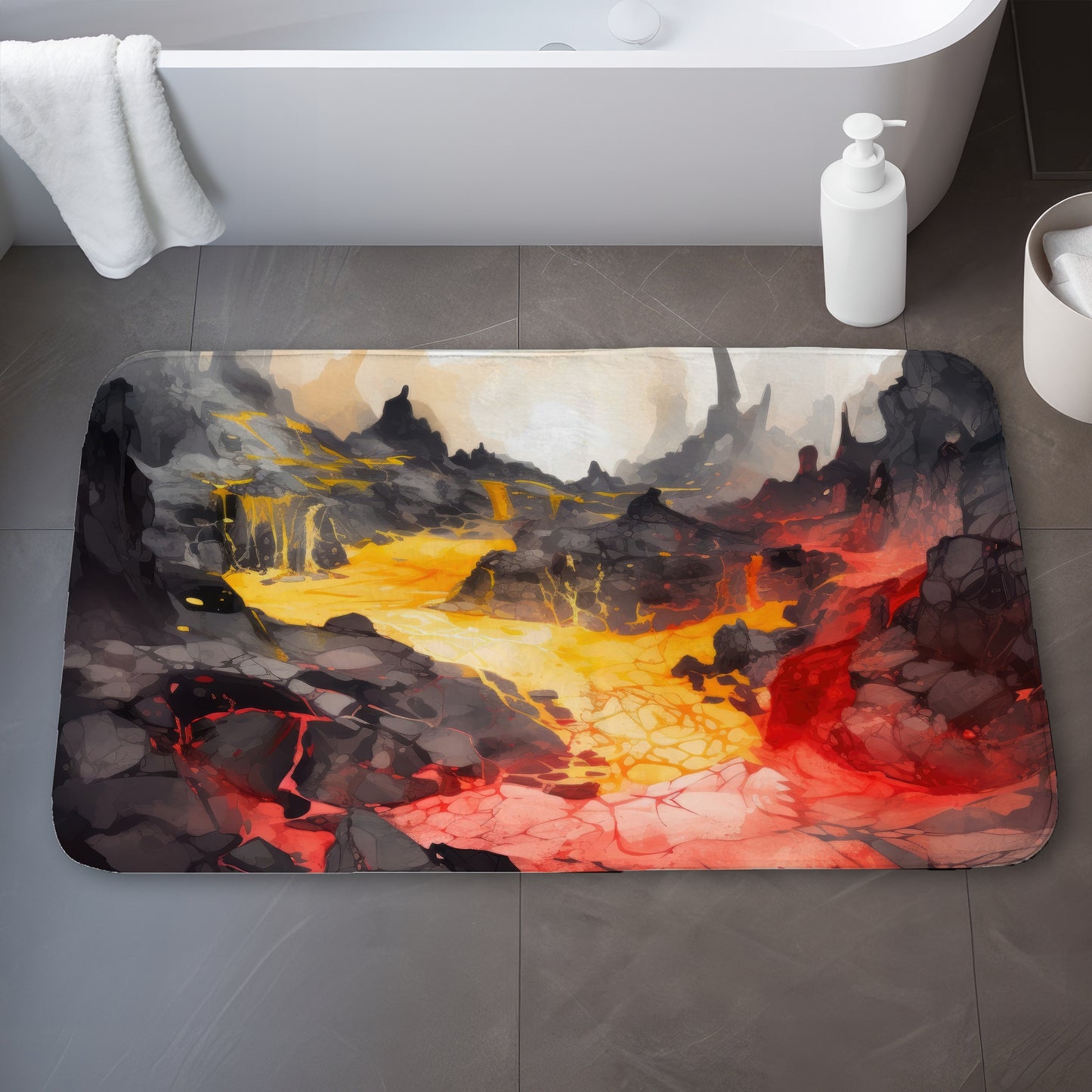 Hot and Flowing Yellow Bath Mat | Stylish Home Decor