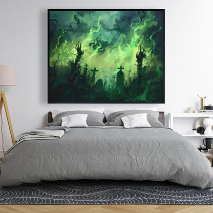 Reaching Hell - Turquoise Framed Canvas | Home Decor Art