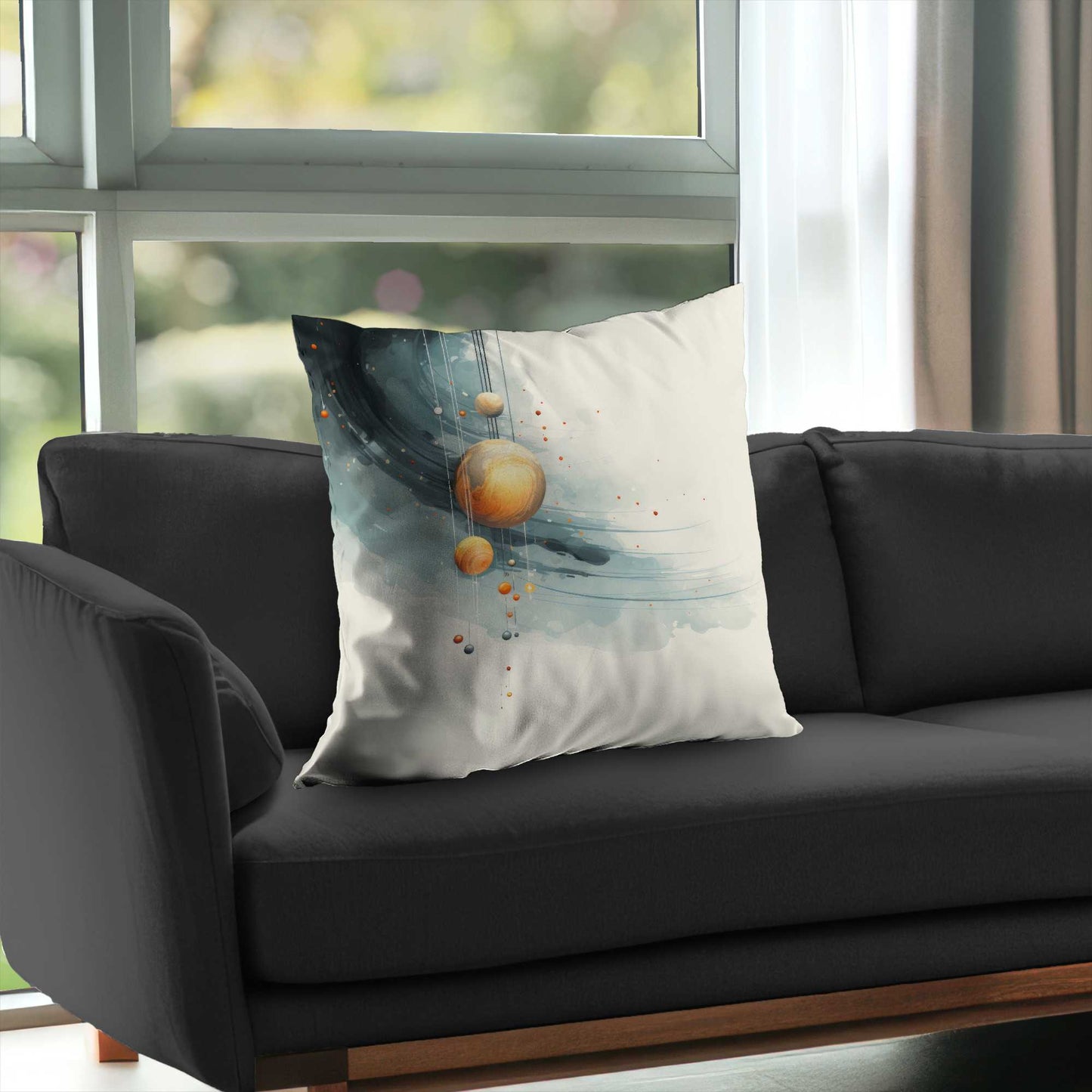 Hanging Planets Blue Poly Twill Throw Pillow Insert | Decor