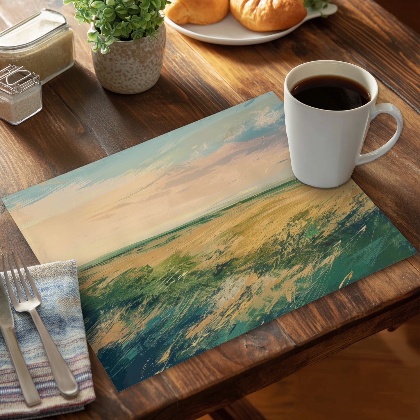 Evening in the Field Polyester Placemat for Home Decor
