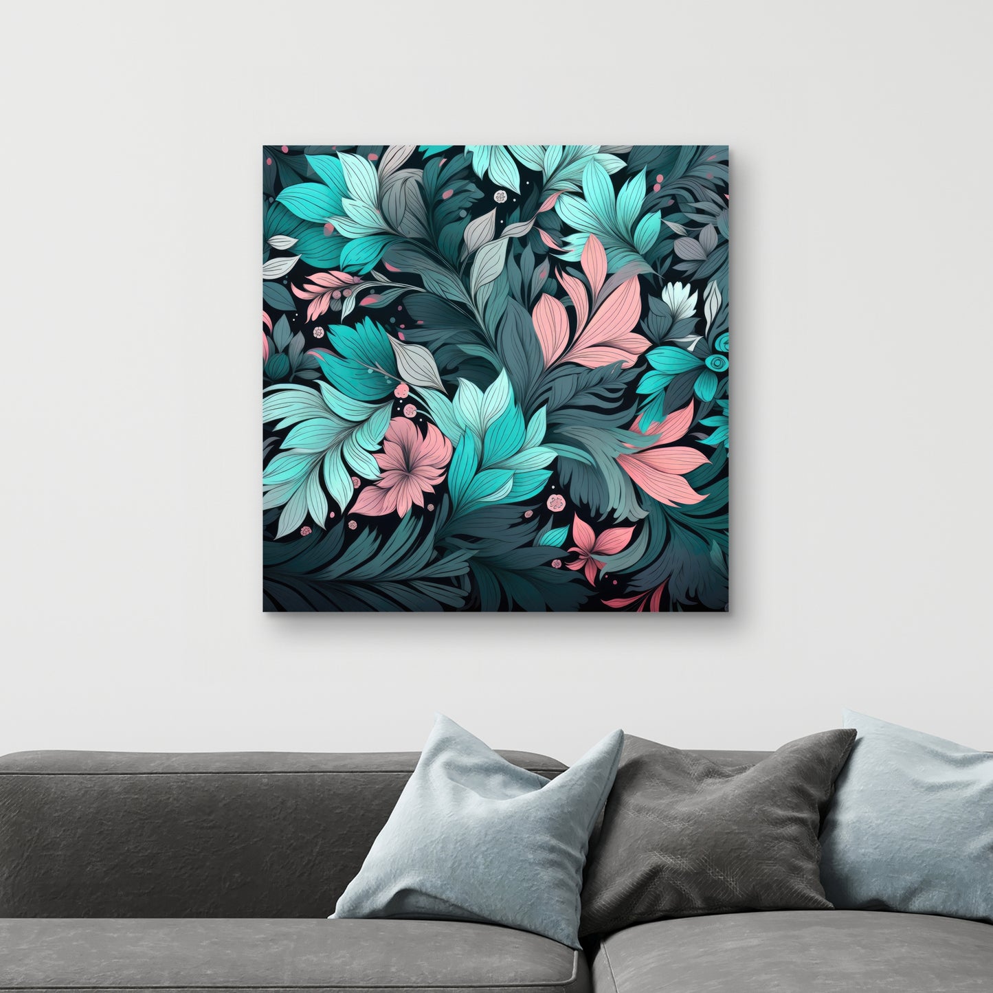 Neon leaves - 32"x32" Canvas