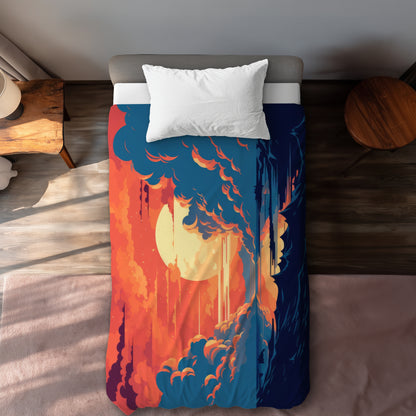 Housse de couette orange et bleue | Literie élégante pour la maison
