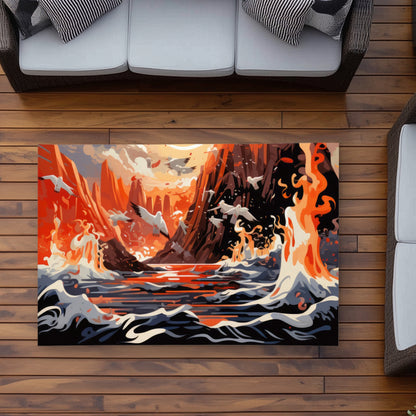 The Escape - Orange Outdoor Area Rug for Home Decor