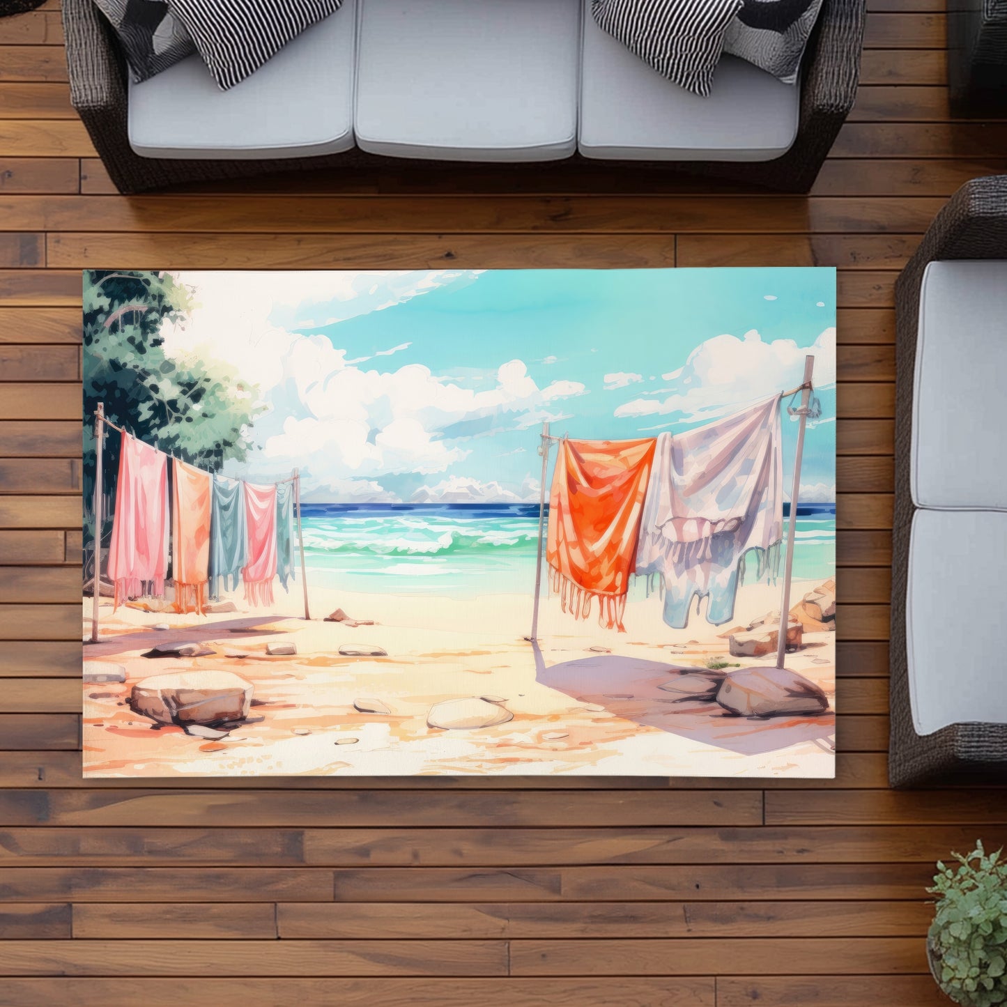 Sunny Side Orange Outdoor Area Rug | Home Decor Accent