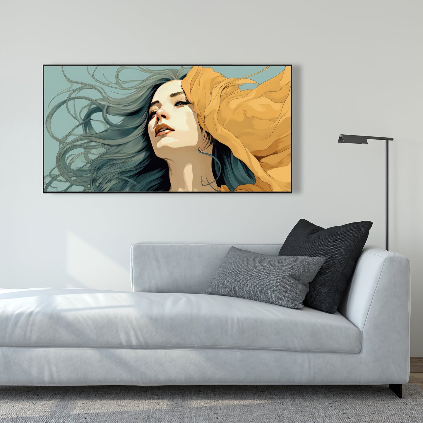 Sensual Flow - Turquoise Framed Canvas for Home Decor