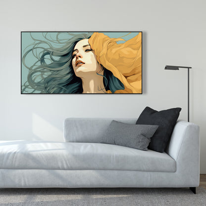 Sensual Flow - Turquoise Framed Canvas for Home Decor