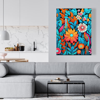 Floral Hues - Orange Canvas Art for Home Decor | Vibrant Design