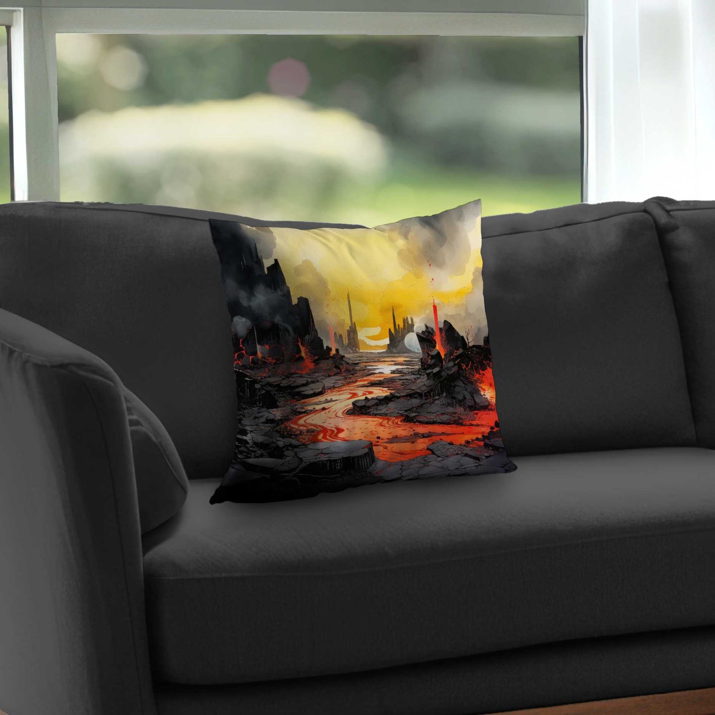 Coussin décoratif en sergé de polyester carbonisé - Accessoire de décoration élégant pour la maison