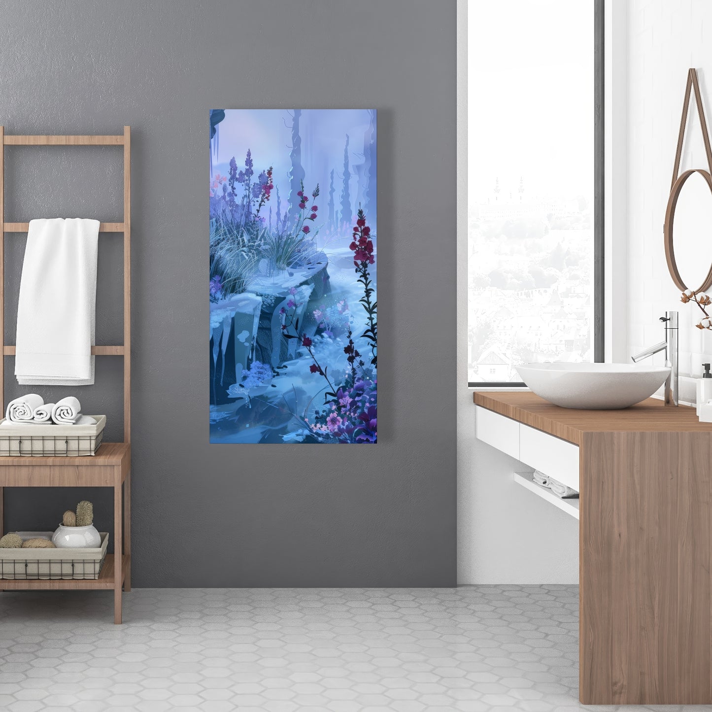 Valley of Ice - Gray Canvas Wall Art for Home Decor