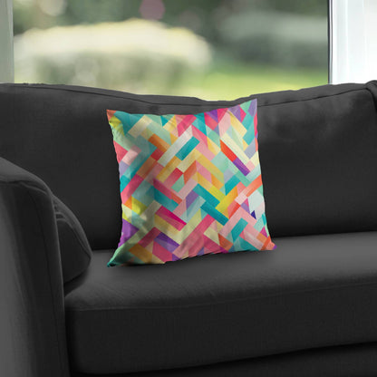 Coussin décoratif en sergé de polyester à rayures harmonieuses | Accessoire de décoration intérieure