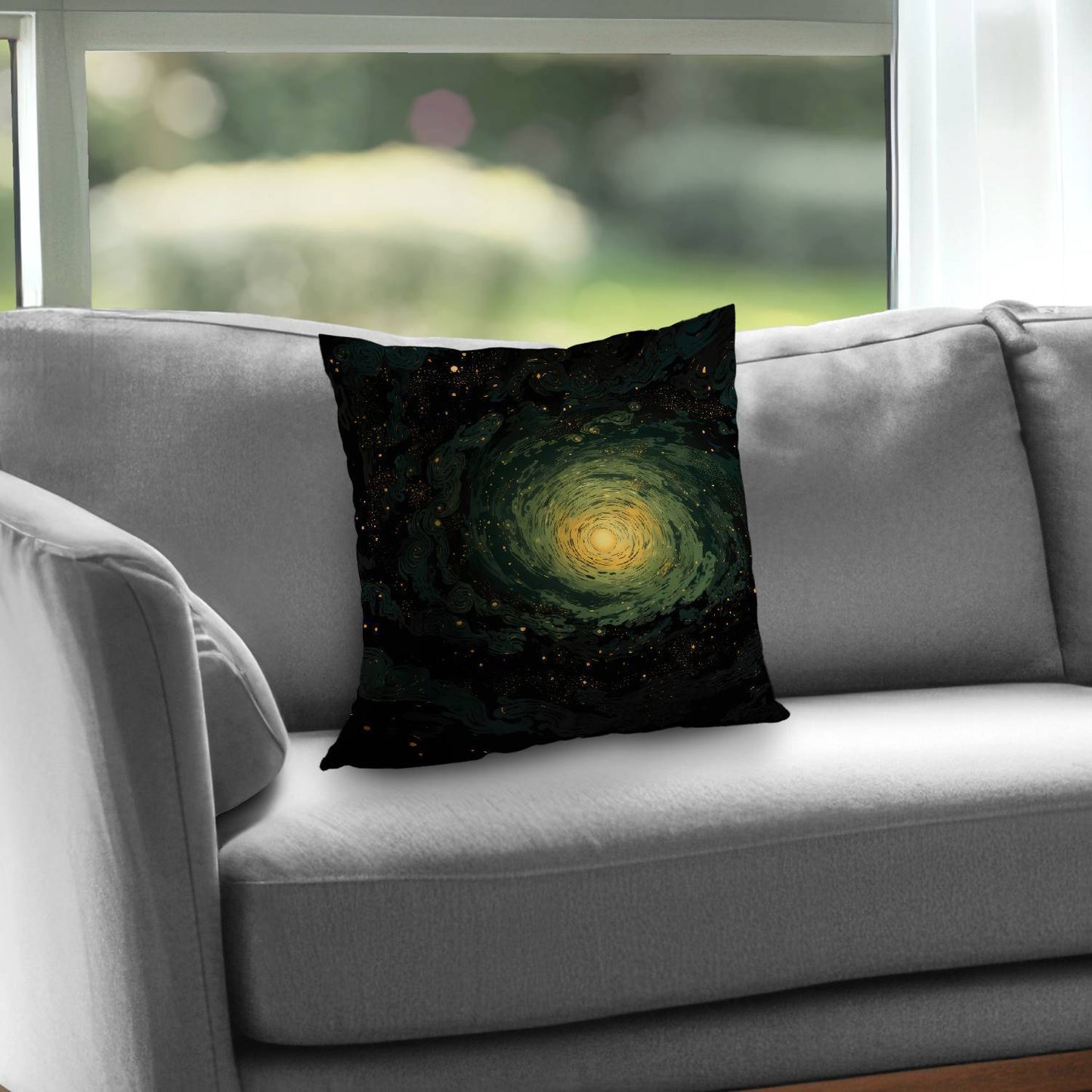 Coussin décoratif en sergé de polyester à motif de gaz tourbillonnants | Accessoire de décoration intérieure